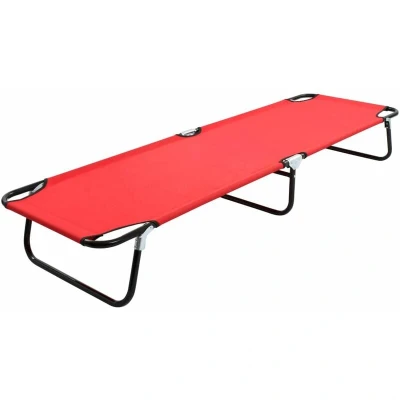 Image of vidaXL Folding Sun Lounger Red Steel