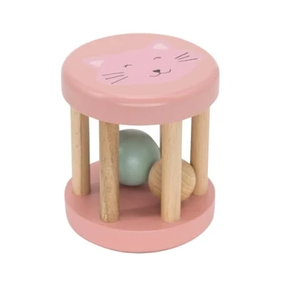 Image of Trixie Mrs. Cat Wooden Rolling Rattle Baby Toy FSC Certified Wood 6m+