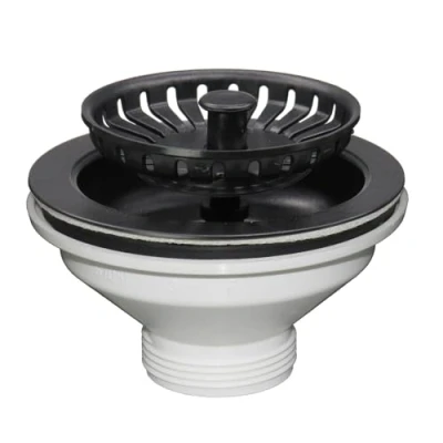 Image of Liquida SW3MB Matt Black Kitchen Sink Basket Strainer Waste
