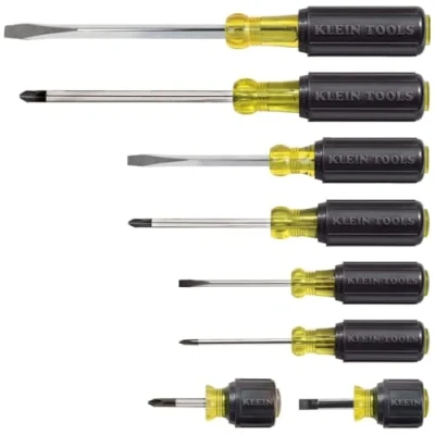 Image of Screwdriver Set 8 Piece, 4 Phillips and Flat Head Tips, Cushion Grip, Precision Machined Klein Tools 85078