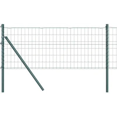 Image of vidaXL Euro Fence with 13 Posts 0.4x25 m Galvanised Steel Green