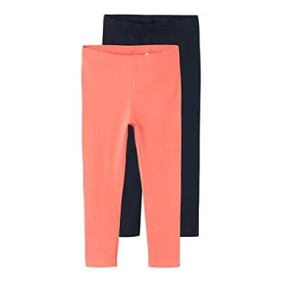 Image of NAME IT Girls&#039; NKFVIVIAN 2P Capri Legging F NOOS, Coral/Pack:Dark Sapphire, 110/116