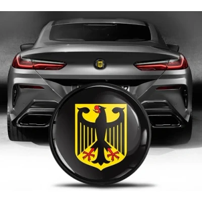Image of Biomar Labs Rear Trunk Tuning Badge 74 mm Compatible with BMW Emblem 51148219237 Germany Flag Deutschland EZ 34