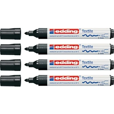 Image of Edding Textile and Felt Marker for Black T shirts, 4 Pack