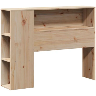 Image of vidaXL Solid Pinewood Headboard with Storage Compartments Natural, 81 x 23 110 cm, Freestanding, Space Saving Solution for Small Bedrooms