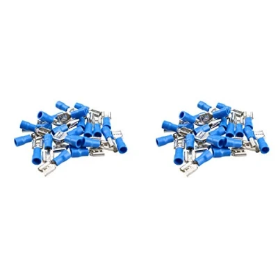 Image of 4mm Female Blue Electrical Cable Wire Spade Terminals Crimps Connectors 50pc