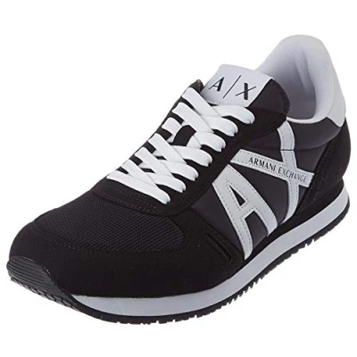 Image of Armani Exchange Mens Rio Side Logo Sneaker, Black White, 11 UK