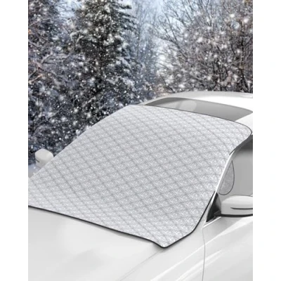 Image of E SMARTER Car Windscreen Cover, 4 Layers Thickened Covers Frost, 140x97cm Waterproof, Windproof, Screen Cover with Anti Theft Flaps, Window for Most Cars, All Seasons