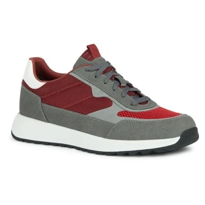 Image of Geox Men&#039;s U Molveno B Sneaker, Dk Red Grey, 6 UK