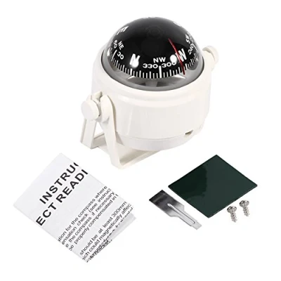 Image of Digital Compass, Multi Purpose Sea Marine Bracket Mount Voyager Compass for Boat Caravan Truck Outside (White)