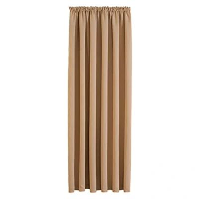 Image of Aspire Homeware Door Curtain Pencil Pleat Blackout Beige Curtains for Living Room Super Soft Thermal Insulated Single Panel 66 x 84 inch Drop Bedroom with Tie Back