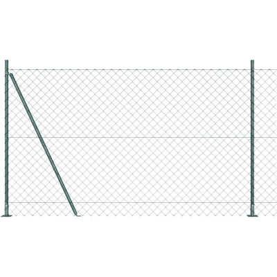 Image of vidaXL Chain Link Fence with 7 Flanged Posts 1.6x10 m Galvanised Steel