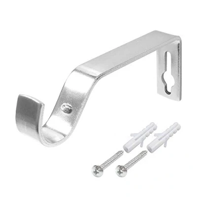 Image of The Home Fusion Company Heavy Duty Curtain Pole Brackets 19mm 28mm Black Antique Brass &amp; Brushed Nickel, Nickel