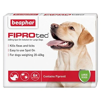 Image of Beaphar® FIPROtec® Kill Flea Ticks Spot On Drop Treatment Protection for Small Medium Large XL Dogs Puppies (6 Treatments, Dog (Large 20 40kg))
