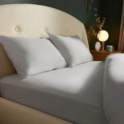 Image of Silentnight Brushed Cotton King Fitted Sheet Soft Velvety Touch 100% Cosy Warmth Feel for Colder Nights Breathable Lightly Hypoallergenic Sheet, Bed, Grey