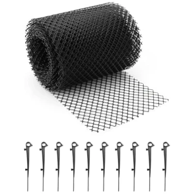 Image of Garden Mile Guttering Mesh Guard Gutter Cover Nylon Netting Outdoor Drain Shed For Block Leaf, Debris, Twigs And More Black (10m Roll)