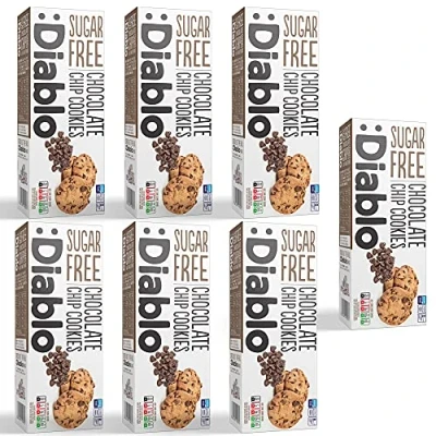 Image of Diablo Chocolate Chip Cookies Sugar Free Sweetened with Maltitol 130g (Pack OF 7)