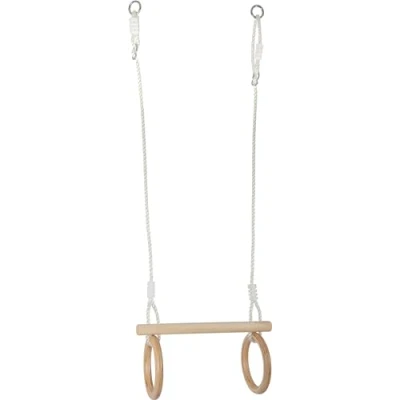 Image of small foot 11909 Trapeze w/Wooden Gymnastic Rings, for mounting on Swing or Climbing Gear, Children Aged 3+ Years Toys, Brown, Normal