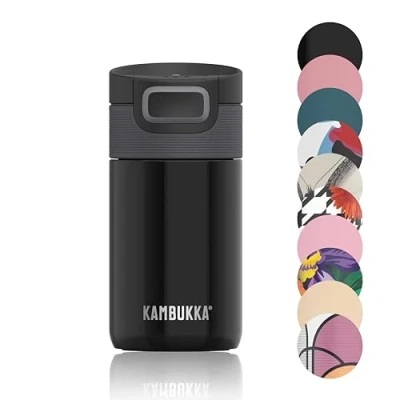Image of KAMBUKKA Insulated Travel Mug (300 ml) Leak Proof Thermos: Snapclean® Technology Ideal for hot and Cold Drinks Non Slip Bottom Stainless Steel &quot;&quot;ETNA Deep Teal&quot;&quot; Model