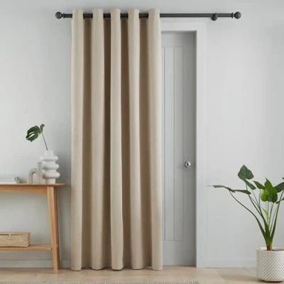 Image of Catherine Lansfield Wilson Blackout Thermal 117x213cm Door Panel Natural