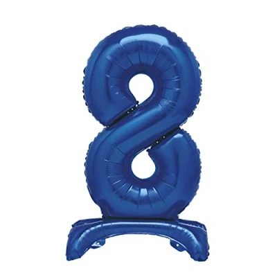 Image of Unique 12888 Giant Standing Foil Number 8 Balloon 76 cm Blue
