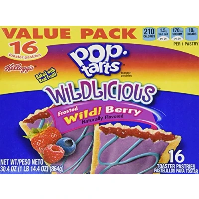 Image of Kellogg&#039;s Pop Tarts Wildlicious Frosted Wild Berry Toaster Pastries, 16 count