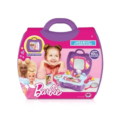 Image of Sinco Creations Barbie Hair &amp; Beauty Station Playset 10 Piece Play set Travel Carry Case On The Go Kids Toys Role Pretend Ages 3