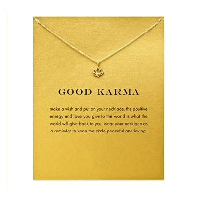 Image of ZYAWP Message Card Lotus Flower Pendant Necklace Friendship Interlocking Infinity Circles Chain Dainty Meaning Gifts for Women and Sisters