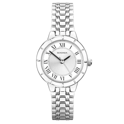Image of Sekonda Perry 27mm Classic Silver Ladies Watch Roman Markers White Dial with Stainless Steel Strap