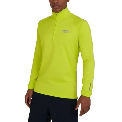 Image of TCA Men&#039;s Winter Run Half Zip Long Sleeve Running ReflectiveTraining Workout Outdoor Athletic Top Lime Punch, L