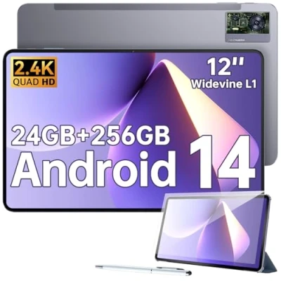 Image of OUKITEL OT5S Android 14 Tablet, 12 inch 24GB RAM + 256GB ROM (2TB) Gaming 2.4K Octa Core 8250mAh/18W, 16MP+8MP, Dual SIM 4G LTE/5G WiFi/BT5.0/GMS/GPS/Widevine L1,