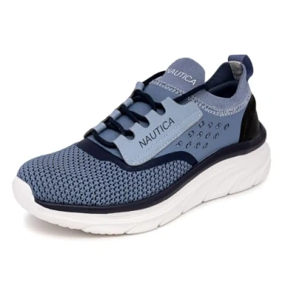 Image of Nautica Women&#039;s Fashion Sneaker Lace Up Running Shoe Casual Max Cushioning Walking Tennis Sneaker, Blue seracen, 8 UK