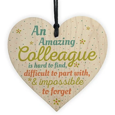 Image of RED OCEAN Amazing Colleague Co Worker Wooden Heart Plaque Sign Friend Friendship Work Thank You Gift
