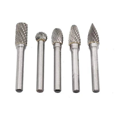 Image of DingGreat 5Pcs 6mm Shank 10mm Cutting Head Tungsten Carbide Double Cut Rotary Point Burrs Die Grander Cutter Bit Set for DIY Woodworking Metal Polishing Engraving Drilling