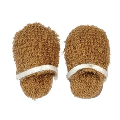 Image of Melody Jane Dolls House Mens Brown Slippers Miniature Bedroom Bathroom Accessory