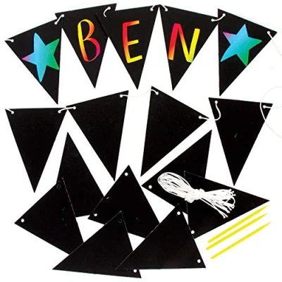Image of Baker Ross FE525 Scratch Art Flags Pack of 20, Engraving for Children, Creative Activities Kids, Set Minds