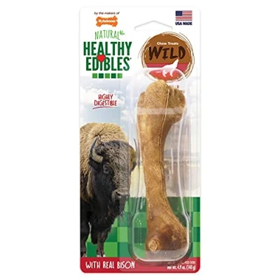 Image of Nylabone 1 Count Healthy Edibles Large Wild Bison Dog Treat Bones, 4.9 Oz