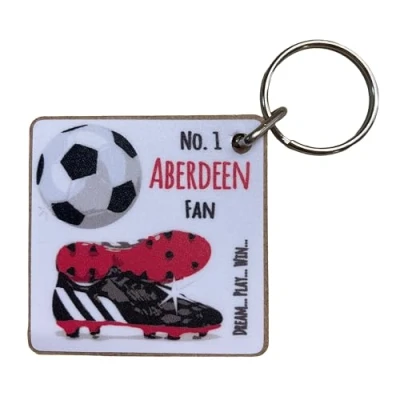 Image of WHITE COTTON CARDS Aberdeen The Dons FC Football Club Fan KEYRING (K FN16)