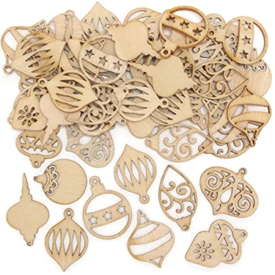 Image of Baker Ross FE981 Christmas Bauble Mini Wooden Shapes Pack of 72, Embellishments for Crafting, Craft Supplies Children, Ideal Kids Arts and Projects