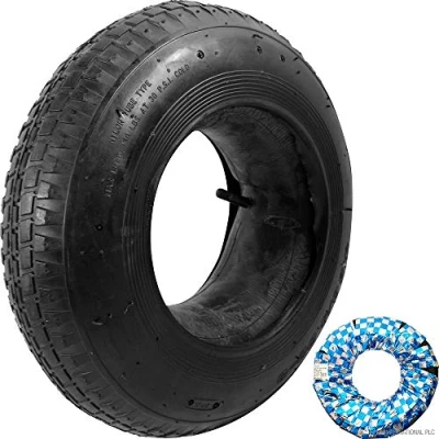 Image of Pack Of 2 Wheelbarrow Tyres With Inner Tube Set Includes Barrow &amp; Tubes 4.00 8 Rubber Innertube 30PSI Suitable For Wheelbarrows, Sack trucks, Carts Or Trolleys