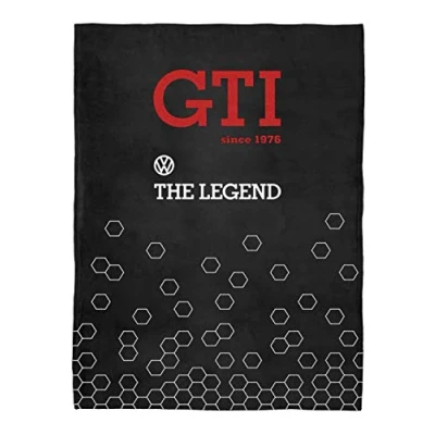 Image of BRISA VW CollectioBRISA Collection Volkswagen Soft Cuddly fluffy Fleece Blanket throw in T1 Bus &amp; Beetle Design (150x200 cm/59x78.7 in.) (GTI/Black)