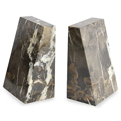 Image of Himalayan Marble Black &amp; Gold Wedge Bookends