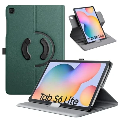 Image of TiMOVO Case for Samsung Galaxy Tab S6 Lite 2024/2022/2020, 90 Degree Rotating Stand Cover with S Pen Loop, Support Auto Wake Sleep 10.4&quot; Tablet, Midnight Green