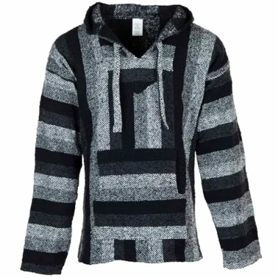 Image of Siesta Baja Hoodie Mexican Jerga Hooded Top Hippie Festival Jumper for Men and Women Shades of Grey L