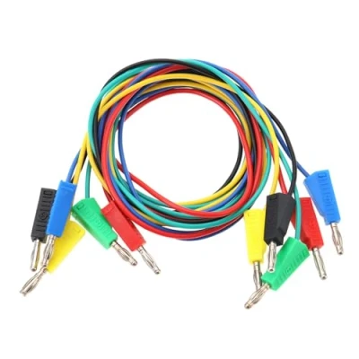 Image of EMSea 5Pcs Dual 4mm Banana Plug 5 Colors Multimeter Test Leads Lead Wire Silicone Pluggable Cable for Laboratory Electric Testing 100cm