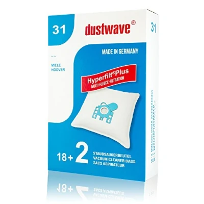 Image of dustwave® Vacuum Cleaner Bags for Miele S381 / S 381 Mega Pack of 20 Made in Germany + Micro Filter Includes Microfilter