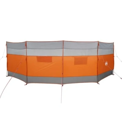 Image of vidaXL Camping Windbreak Grey/Orange 510x153cm Waterproof Wind Shield, Beach Tent Barrier, Portable Outdoor Privacy Screen