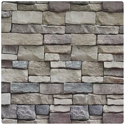 Image of Ohmywor Brick Wallpaper Self Adhesive Peel and Stick Stone Paste Effect Lining Paper Vinyl Film for Living Room Walls Bedroom Kitchen Bathroom 45x1000CM