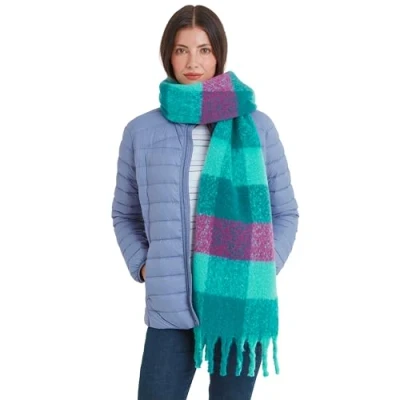 Image of TOG24 Miyara Womens Winter Chunky Woven Scarf In Classic Oversized Check Pattern with Tassels