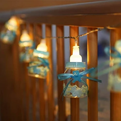 Image of Festive Lights Baby Novelty Fairy String Battery Powered Cute Jar Bottles and Shapes Blue